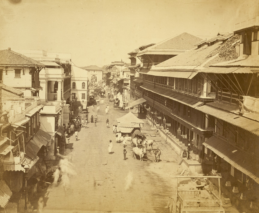 A street scene in Baroda, circa 1880